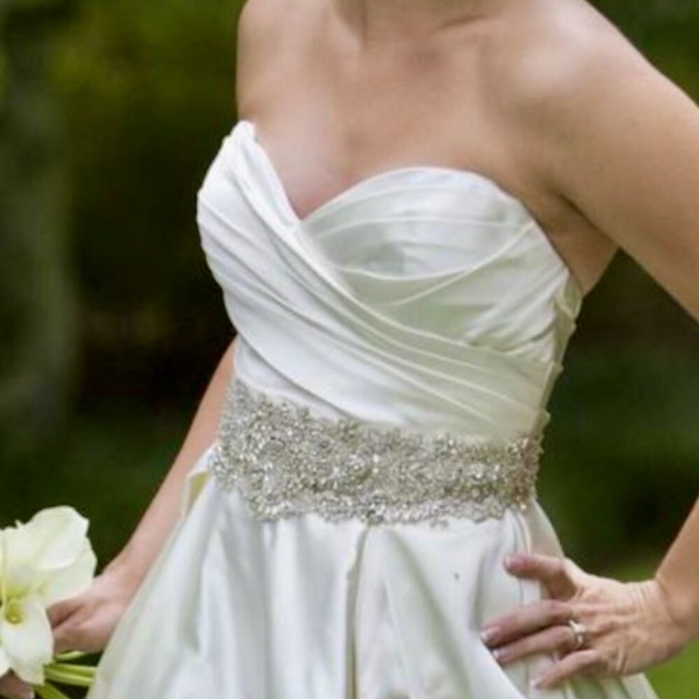 LAZARO sweetheart strapless silk wedding dress